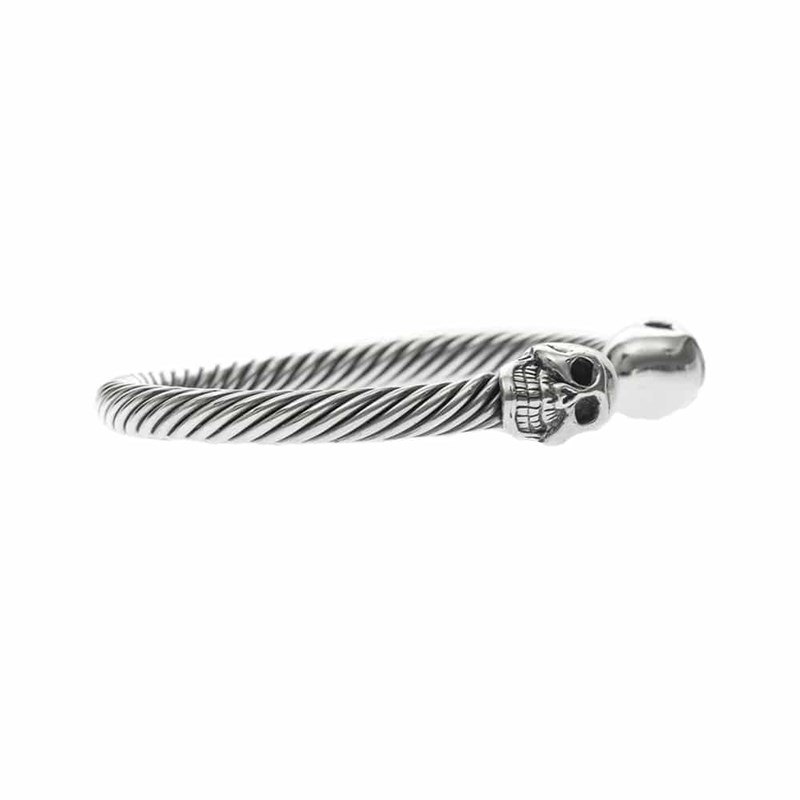 Bracelet Homme Tête De Mort Jonc Argent