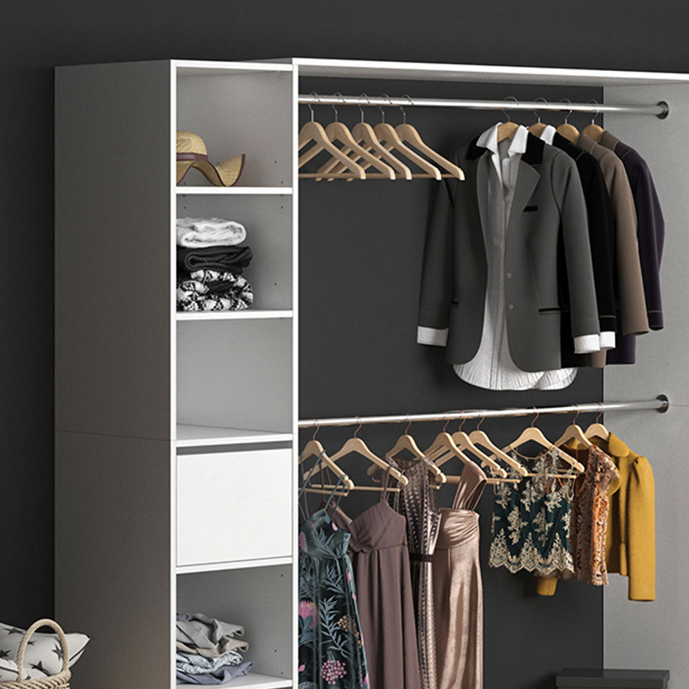 Vicco Kleiderschrank Visit Regal Umkleide Schrank Schlafzimmer Schublade Weiß