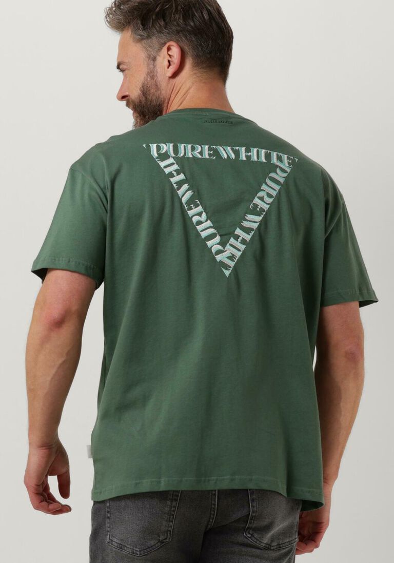 PUREWHITE donkergroene purewhite t-shirt tshirt with small logo at side and big back embroidery