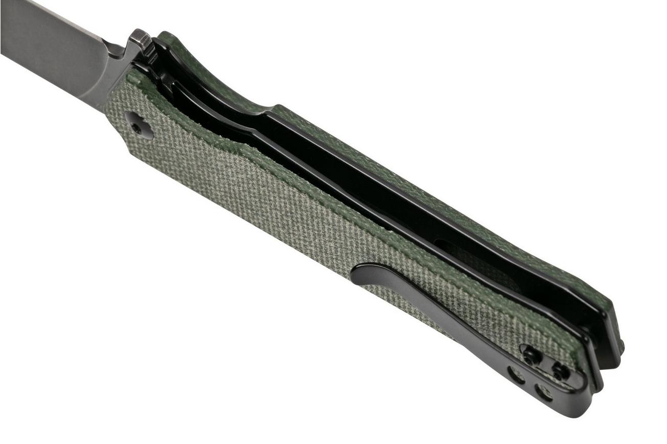 QSP Knife Mamba V2 QS111-I2 Blackwashed, Green Micarta zakmes