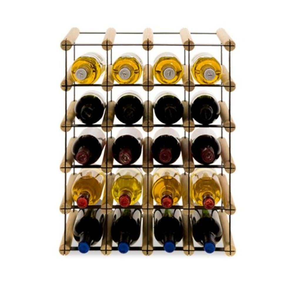 PROREGAL Modulair Wijnrek Vinotega Mod Metaal HxBxD 52,5 x 42,5 x 24,5 cm 4 x 5 Flessen Massief Dennenhout Natuurlijk