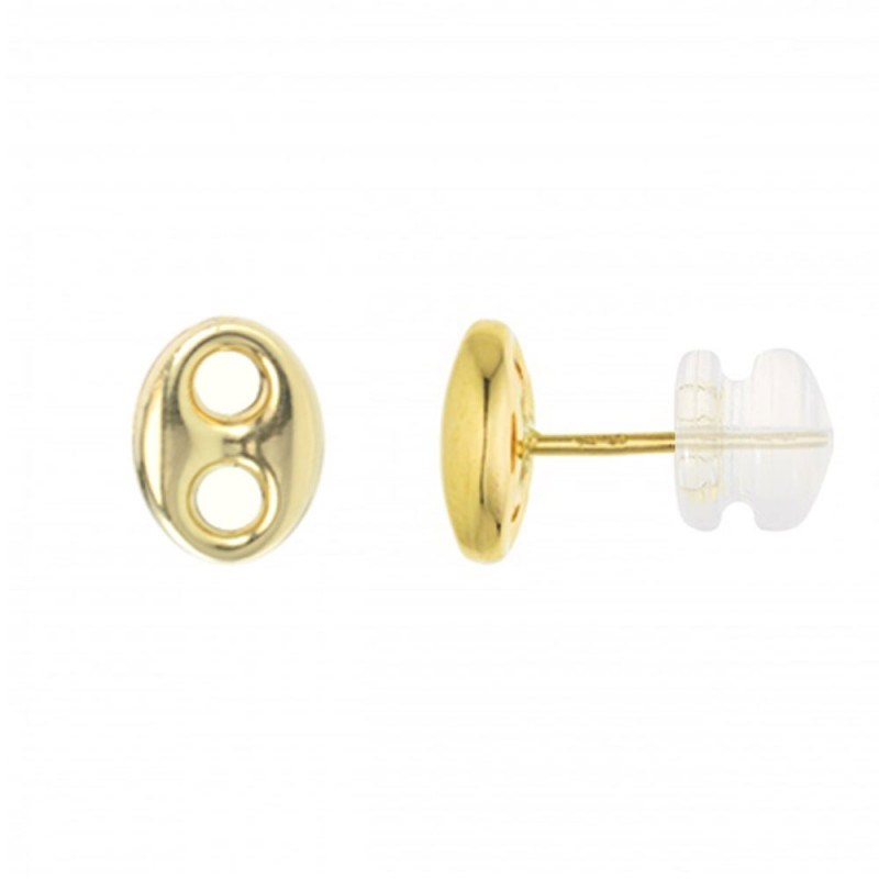 Boucles d'Oreilles Or Jaune - Grain de Café