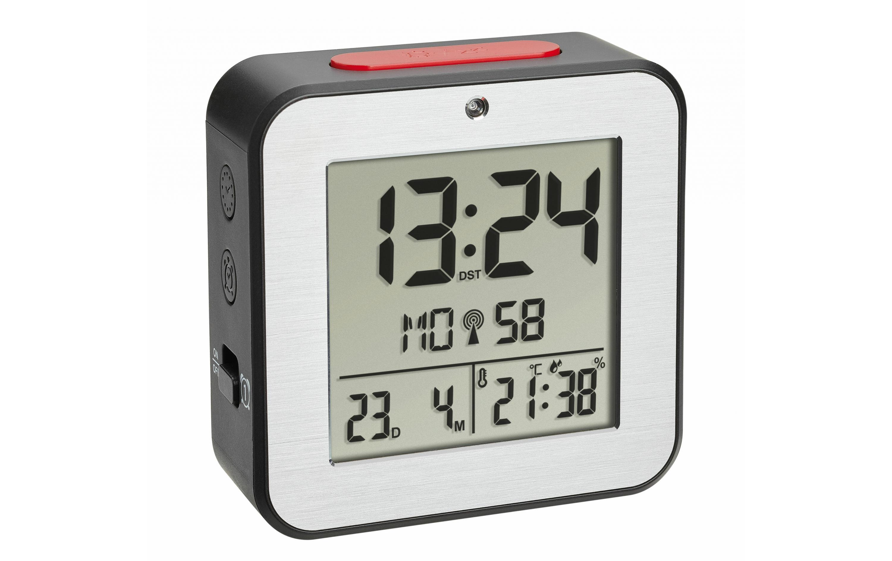 Digitalwecker mit Innentemperatur Schwarz/SilberDigitaler Funk-Wecker