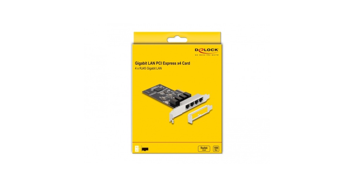 DeLOCKPCI Express x4 Card 4 x RJ45 Gigabit LAN netwerkadapter