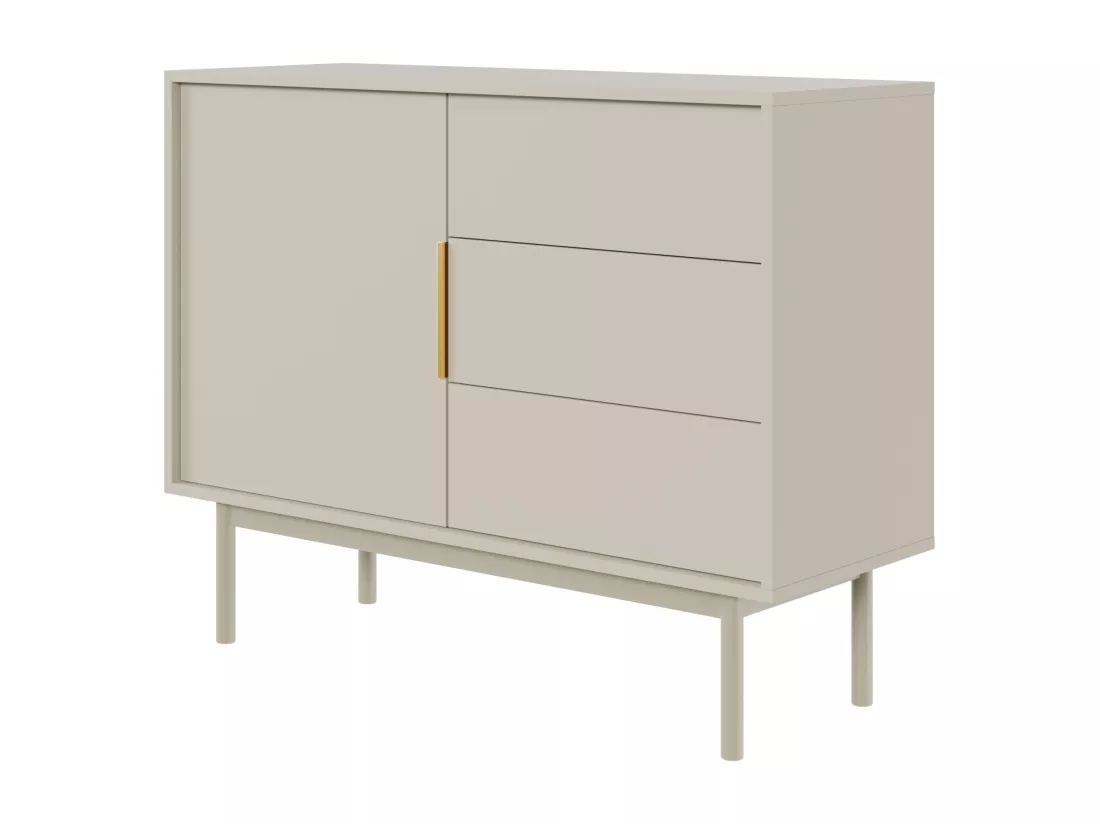 Buffet à une porte - 104 cm - avec trois tiroirs - taupe (gris-beige) - VIVIARO