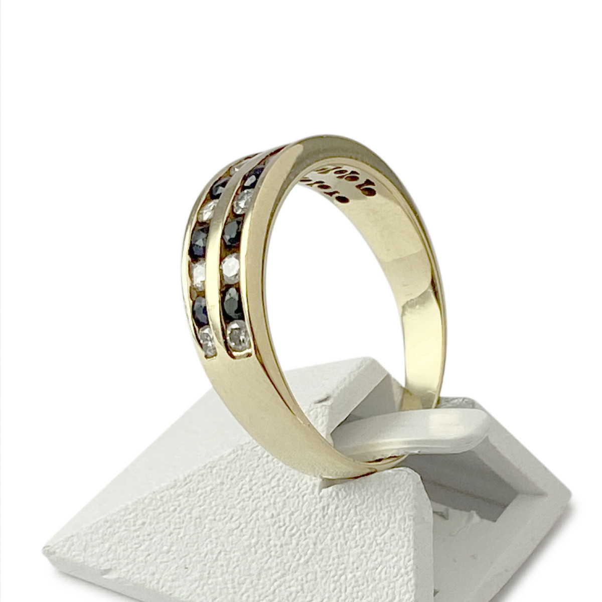 Bague d'occasion or 750 jaune saphirs diamants