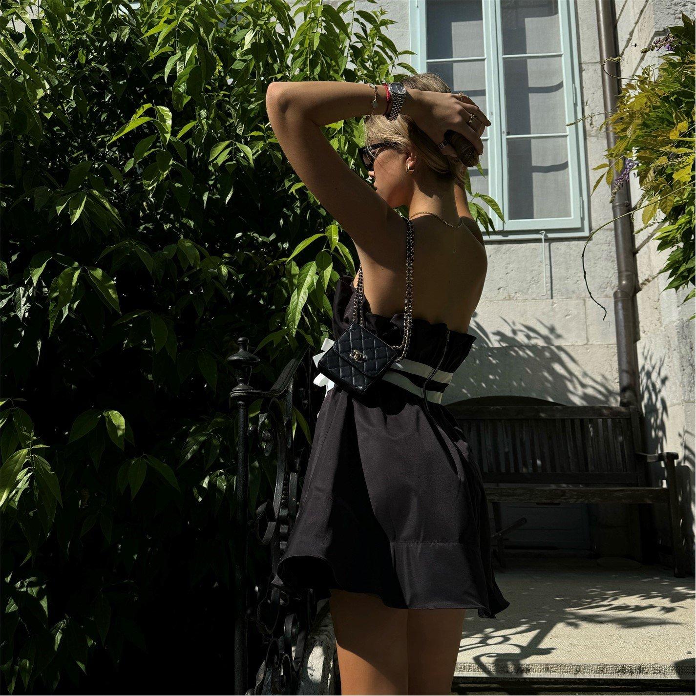 Collective The Label Black Sleeveless Bow Mini Dress