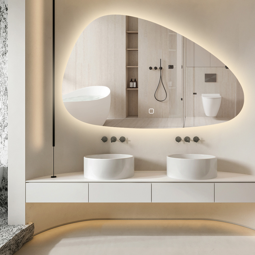 Saniclear Vibe organische spiegel 160x100cm met verlichting en verwarming