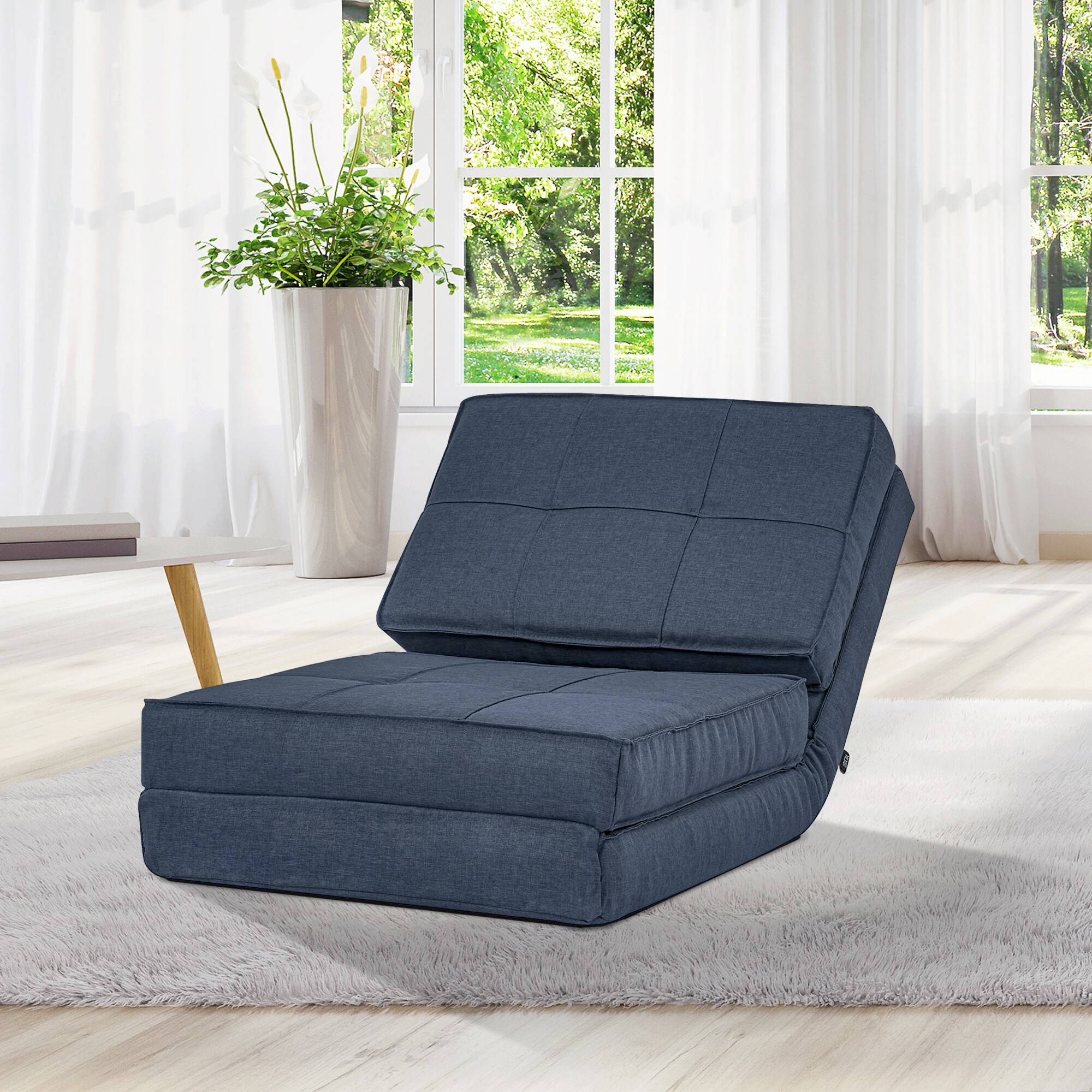 HOMCOM Bodensofa mit Sitzkissen blau 61L x 73B x 58H cm