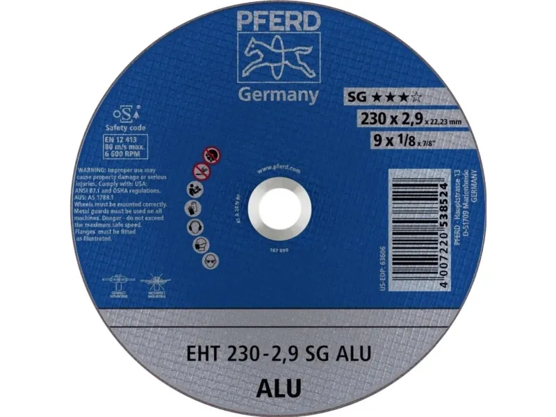 PFERD EHT 230-2,9 SG ALU, Metal uden jern, Aluminium, PFERD, 2,22 cm, 23 cm, 6600 rpm, 25 stk
