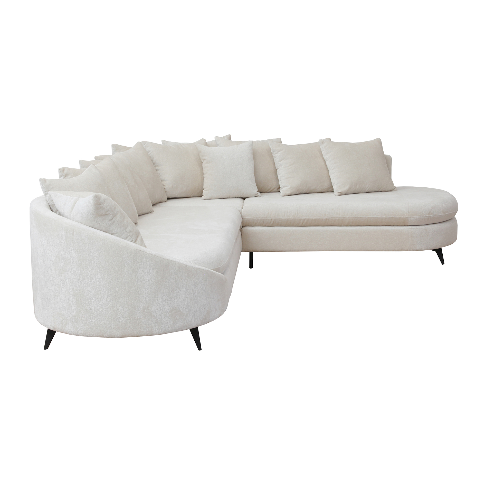 Ecksofa - cream - mit Liegefunktion und Staukasten - Ottomane rechts