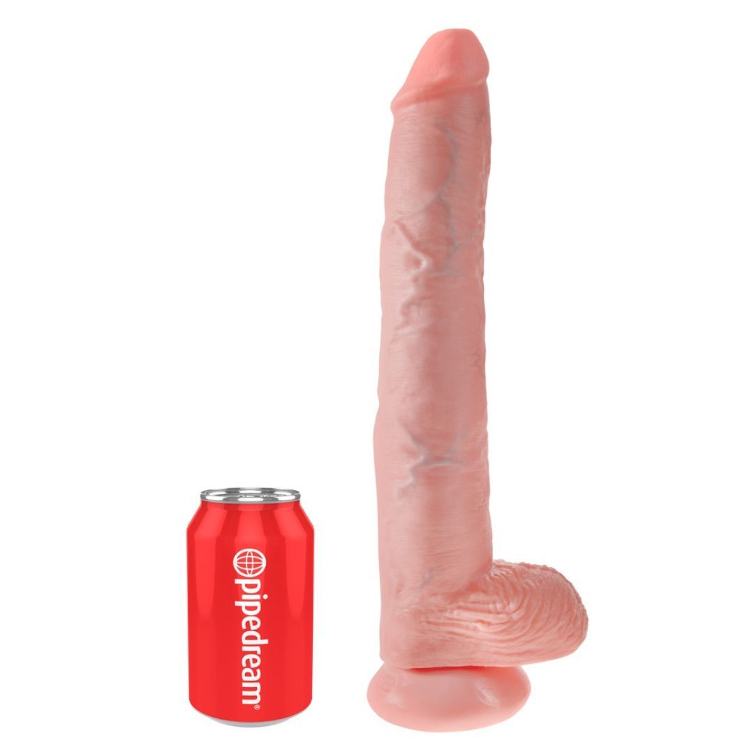 XXL Naturdildo 14'' mit Hoden, 35,6 cm | Mit Saugfuß, Strap-on-kompatibel | King Cock