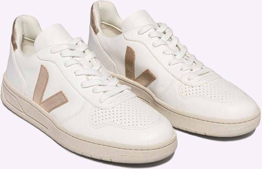 Veja V-10 Chromefree Leather Sneakers Wit Platine Vx0502935 White