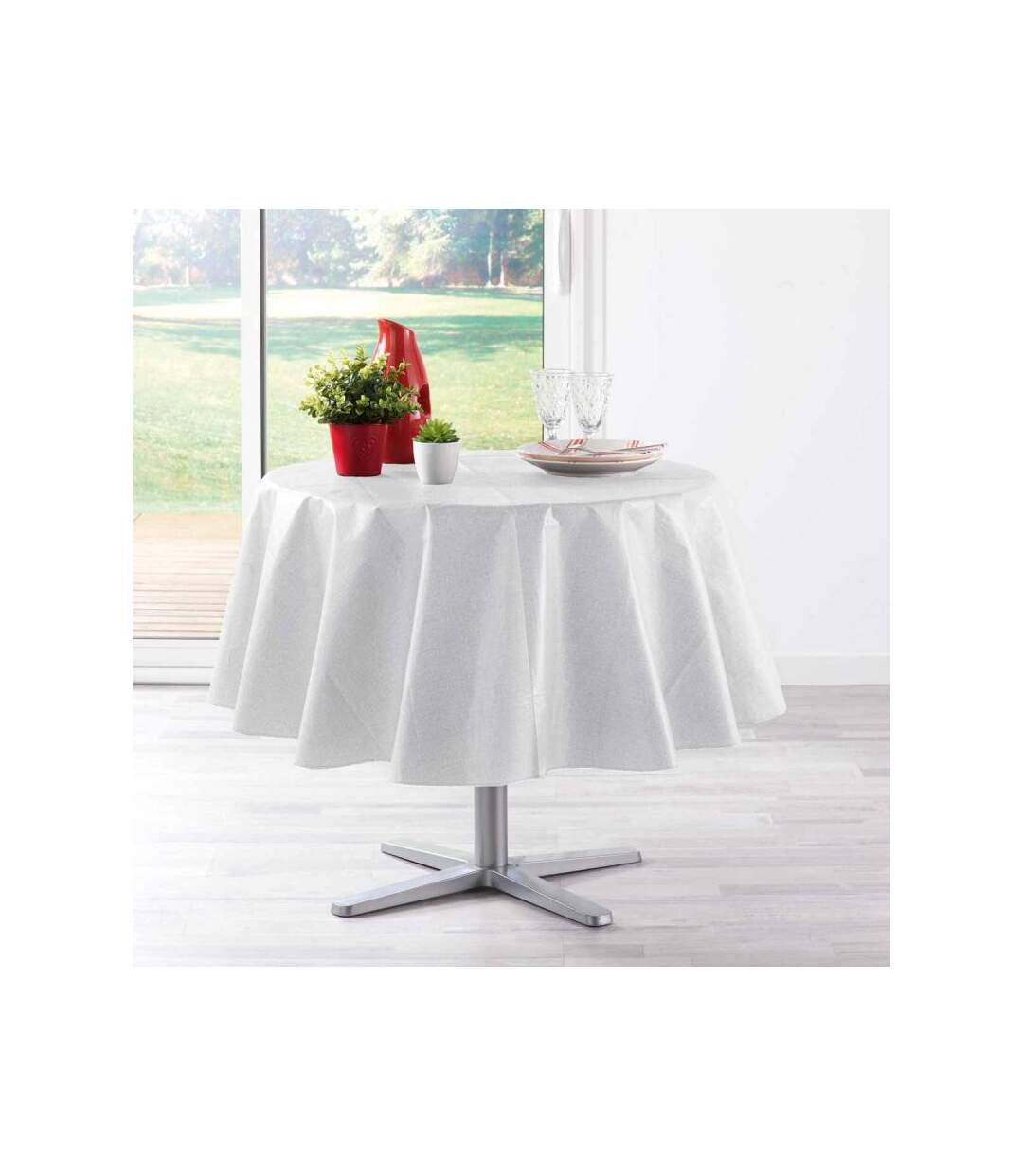 Nappe Ronde Imprimée Alessa 160cm Gris