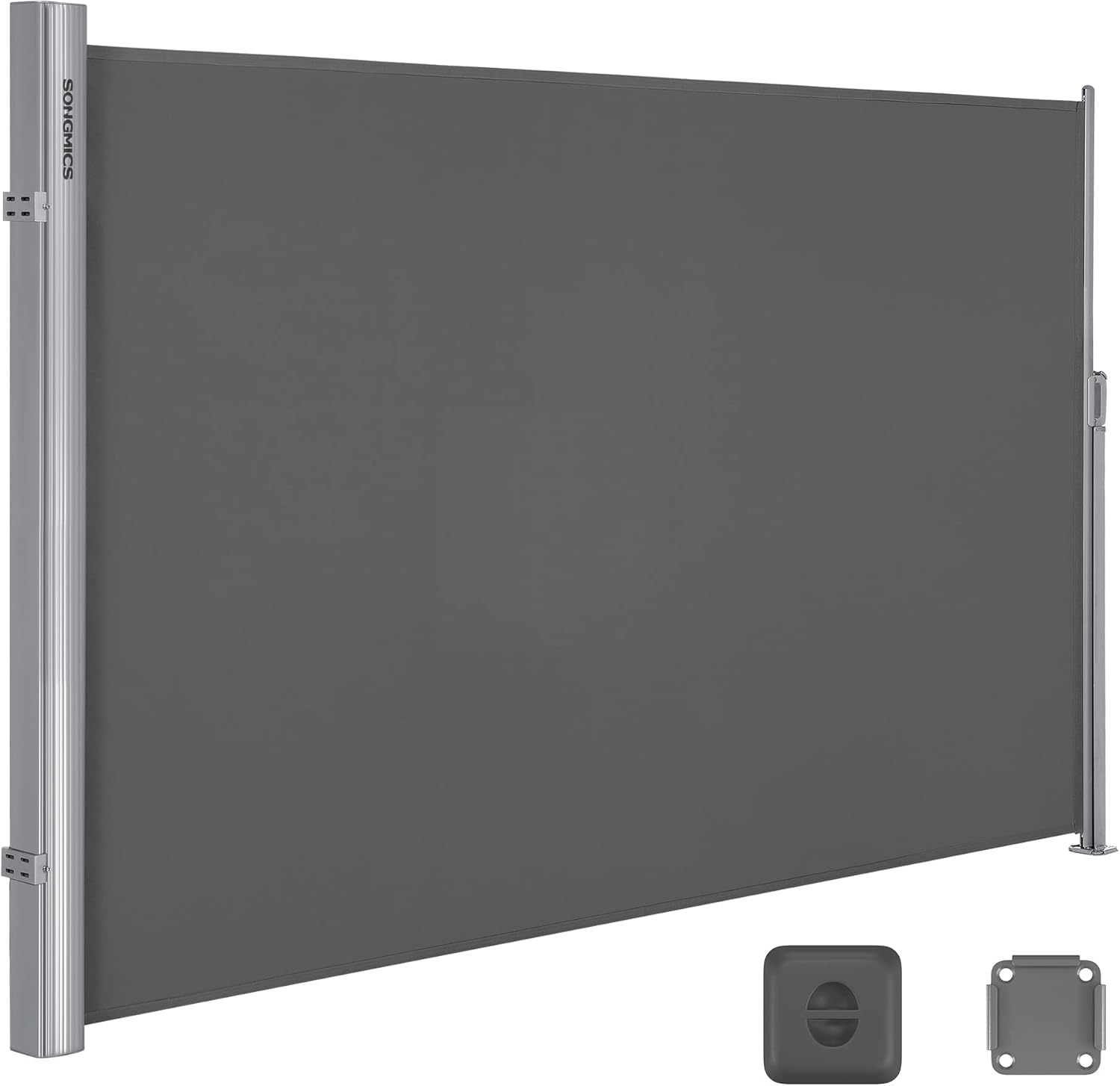 SONGMICS Alu-Seitenmarkise, ausziehbar, 200 x 350 cm, Blickdicht, Sonnenschutz, blickdicht, Seitenrollo, für Balkon, Terrasse, Garten, anthrazit GSA205G