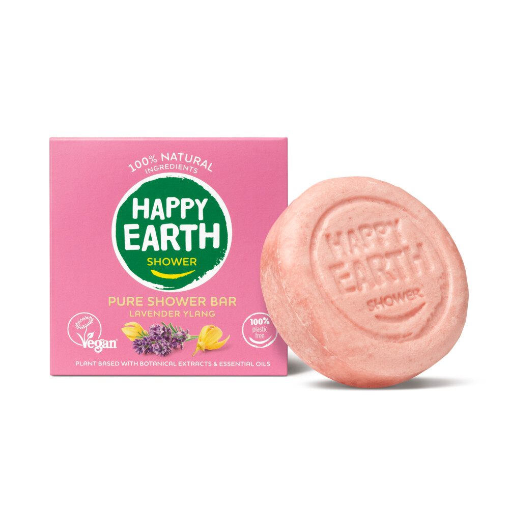 6x Happy Earth 100% Natuurlijke Shower Bar Lavender Ylang90 gr