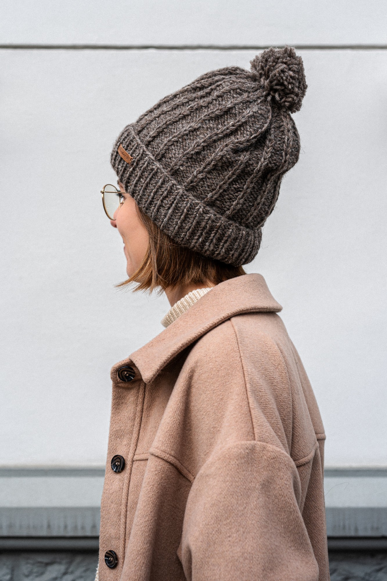 Strickmütze mit Pompon, grau günstig bestellen