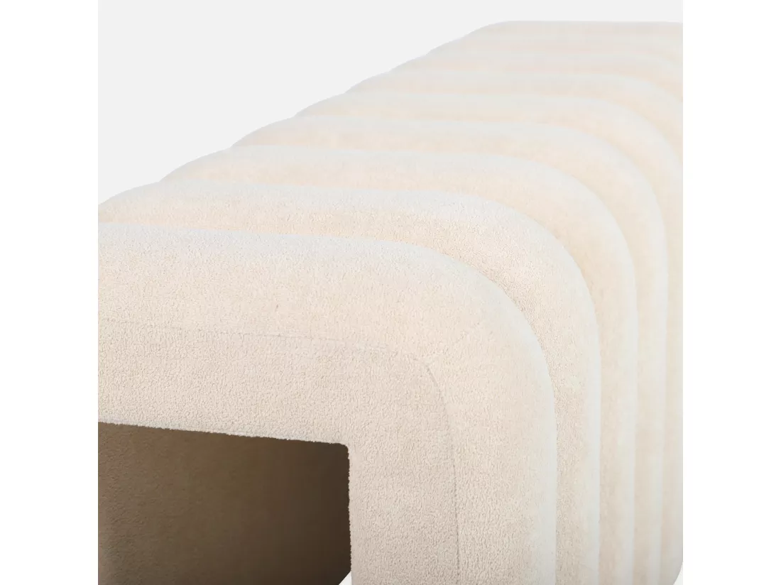 Banc. bout de lit beige contemporain en tissu