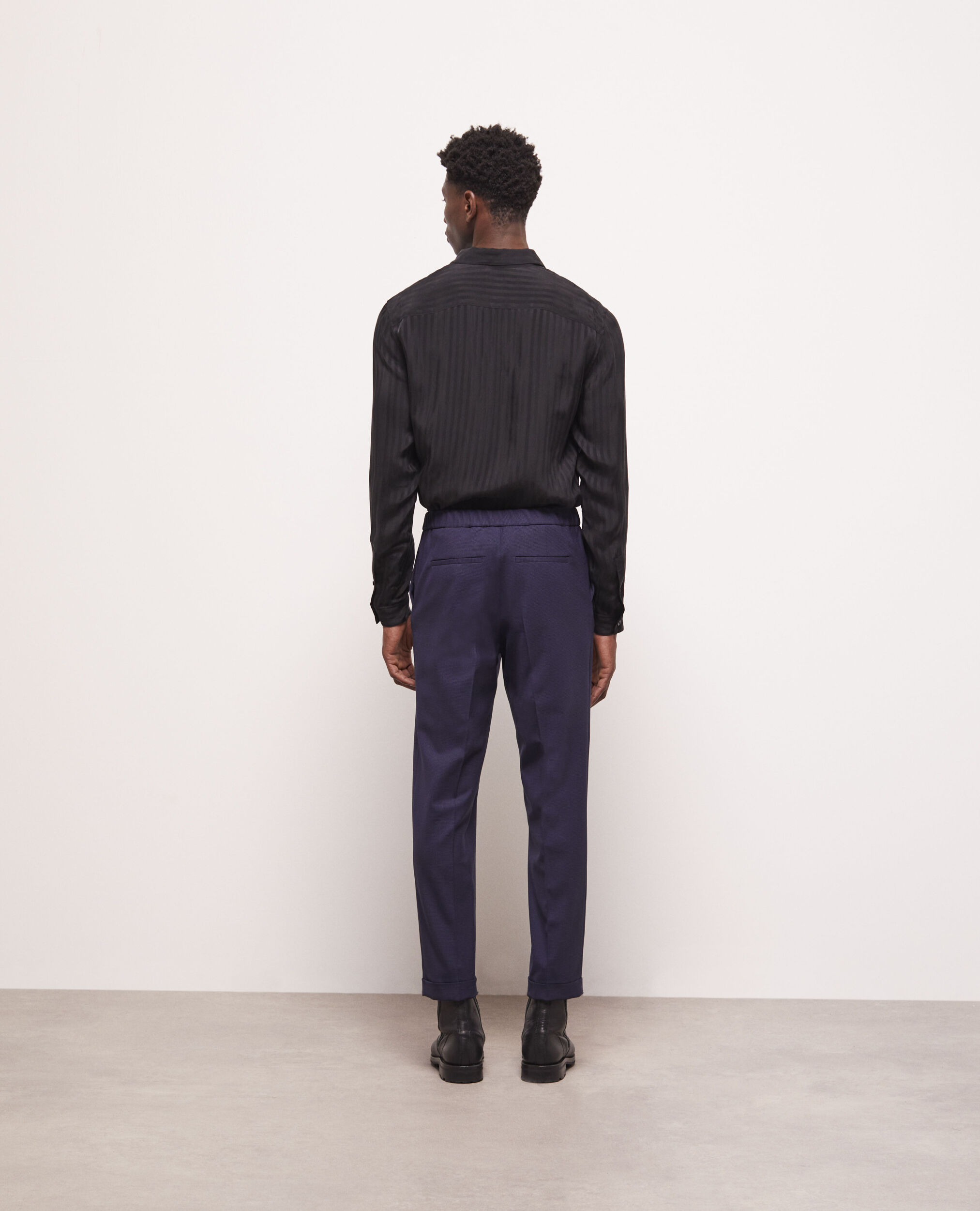Pantalon de costume en laine pied-de-poule