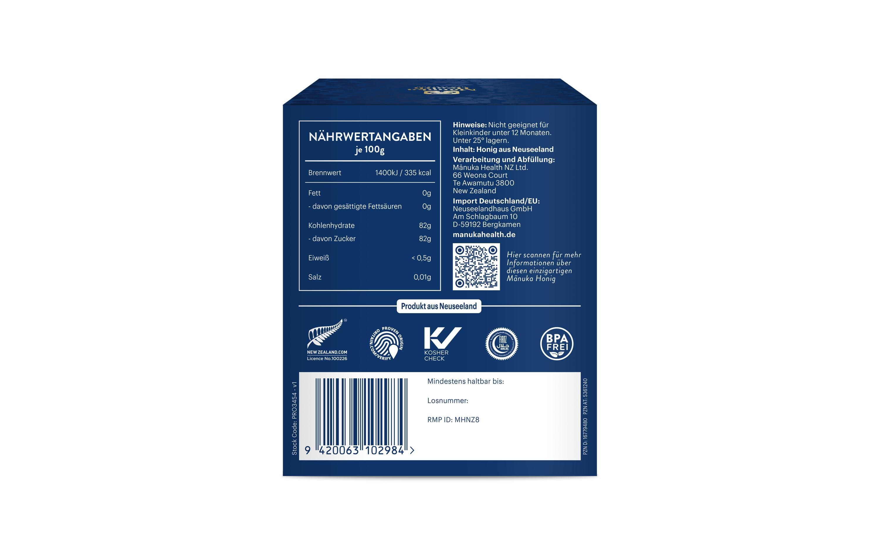 MGO 850+ Manuka Honig 250 g<br>Manuka Honig aus Neuseeland