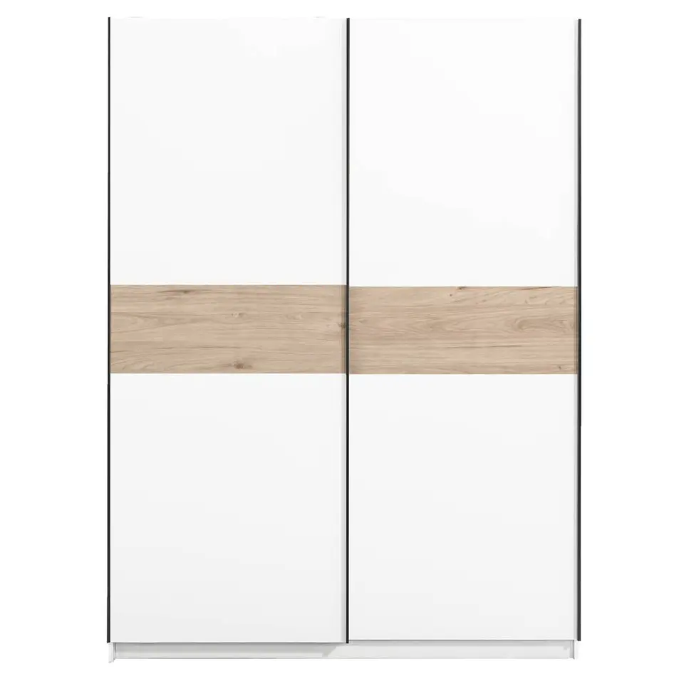 Schuifdeurkast Genua - wit/eikenkleur - 204x150x60 cm