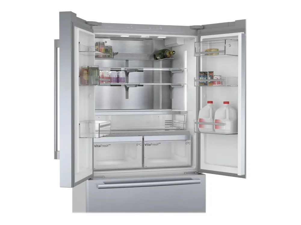 Bosch Serie | 8 KFF96PIEP - Køleskab/fryser - frans dør-bundfryser - Wi-Fi - niche - bredde: 91.4 cm - dybde: 63.5 cm - højde: 183 cm - 573 liter - Klasse E - inox-easyclean