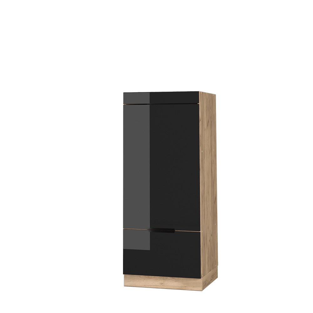 Vicco Mikrowellenschrank Küchenschrank Küchenmöbel Fame-Line Eiche Schwarz 60 cm modern Hochglanz
