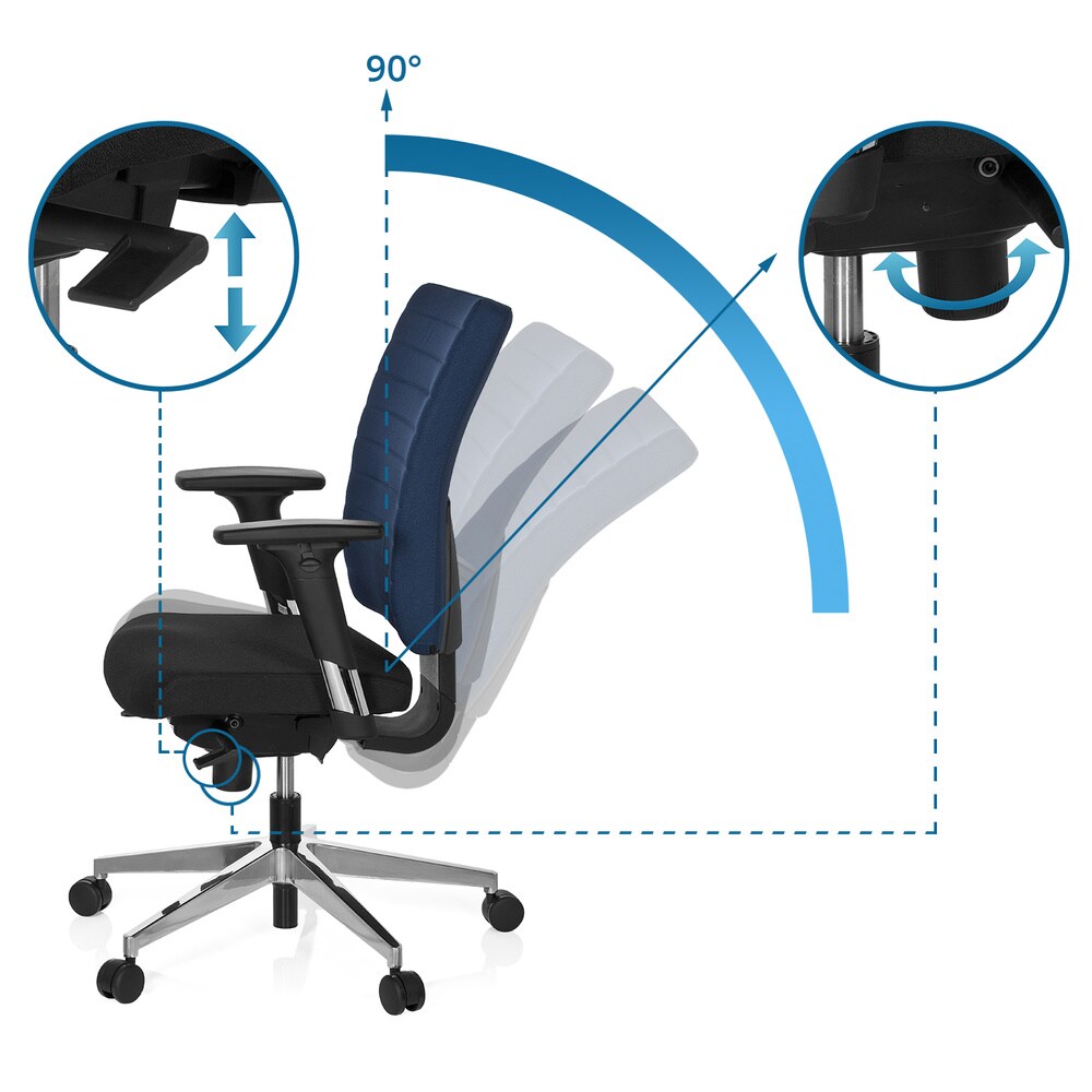 Profi Bürostuhl PRO-TEC 350 Stoff mit Armlehnen (höhenverstellbar) hjh OFFICE