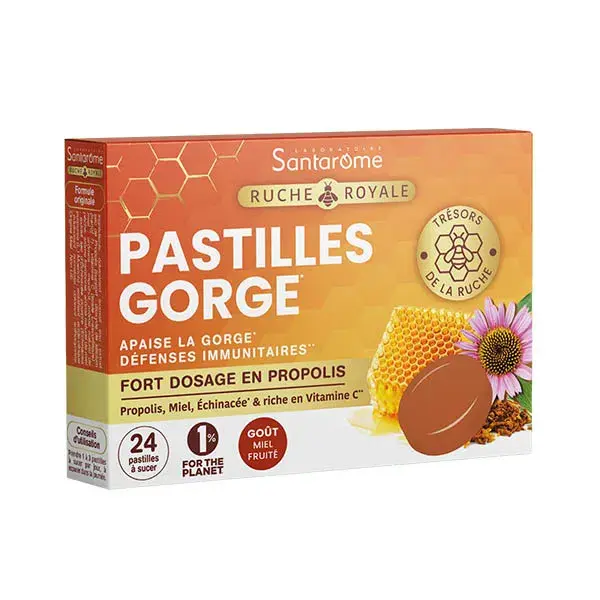 Pastilhas Santarome Própolis e Mel para Aliviar a Garganta (24 pastilhas)