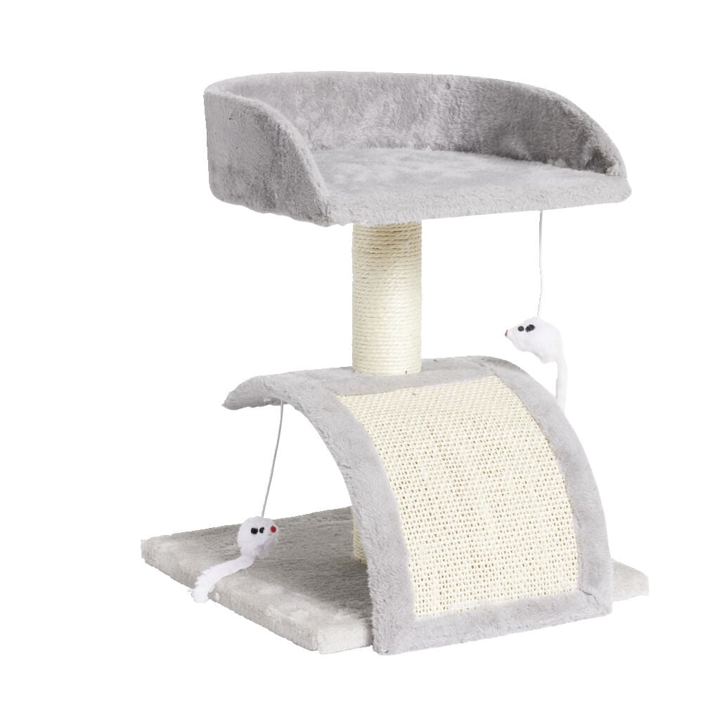 Arbre à chat 2 griffoirs 1 plateforme 2 souris 34x34xH40cm
