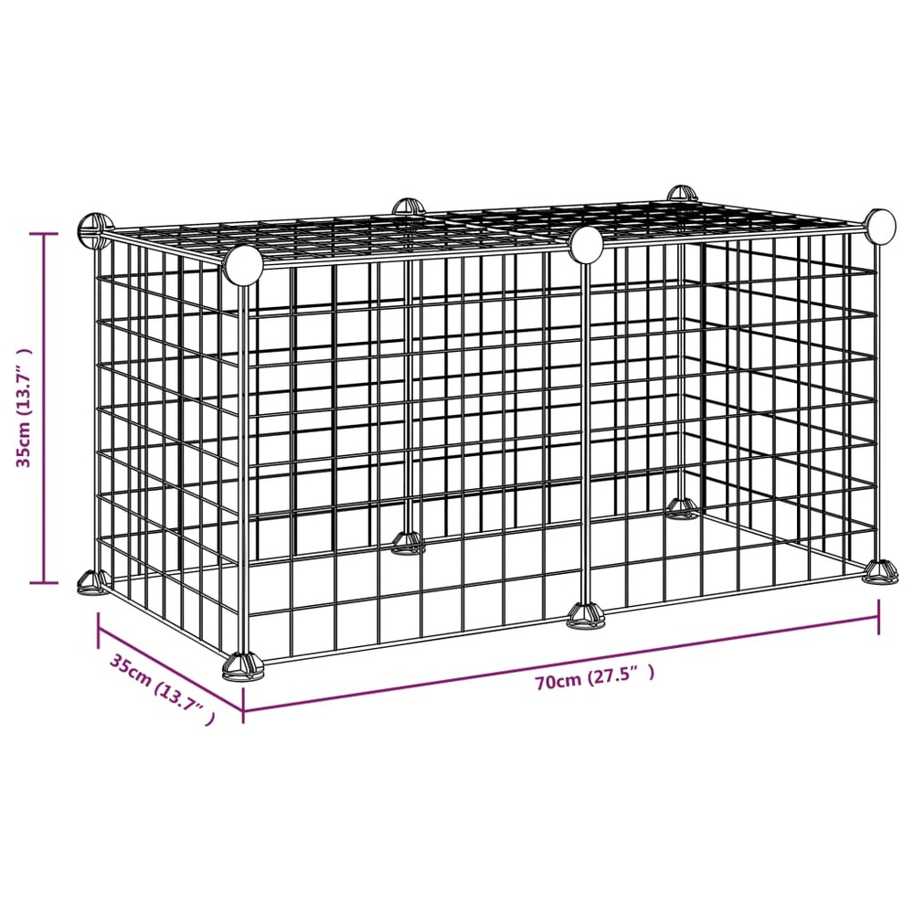 Cage animaux de compagnie à 8 panneaux noir 35x35 cm acier