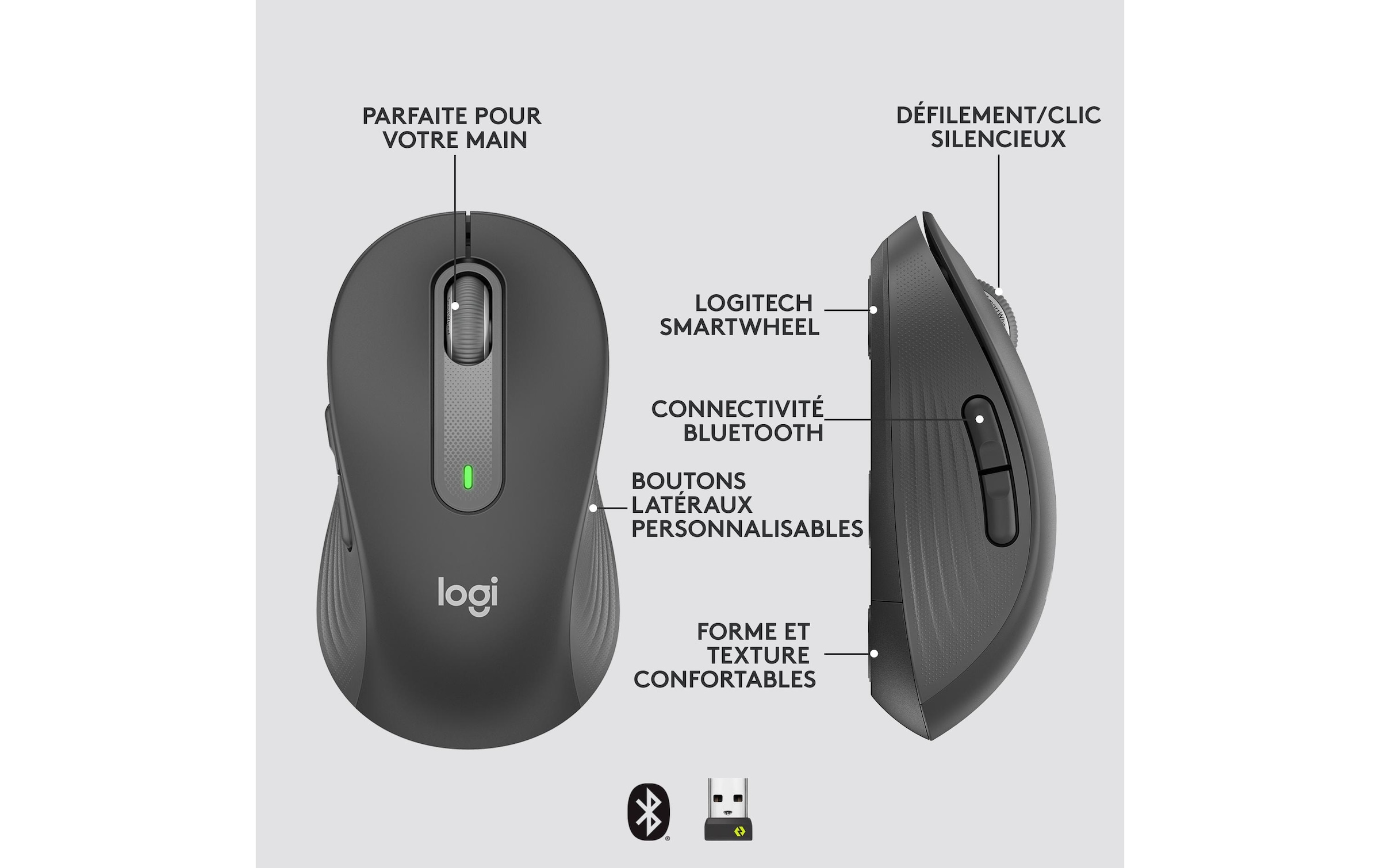Logitech Maus »Signature M650 L for Business Graphite« kabellos