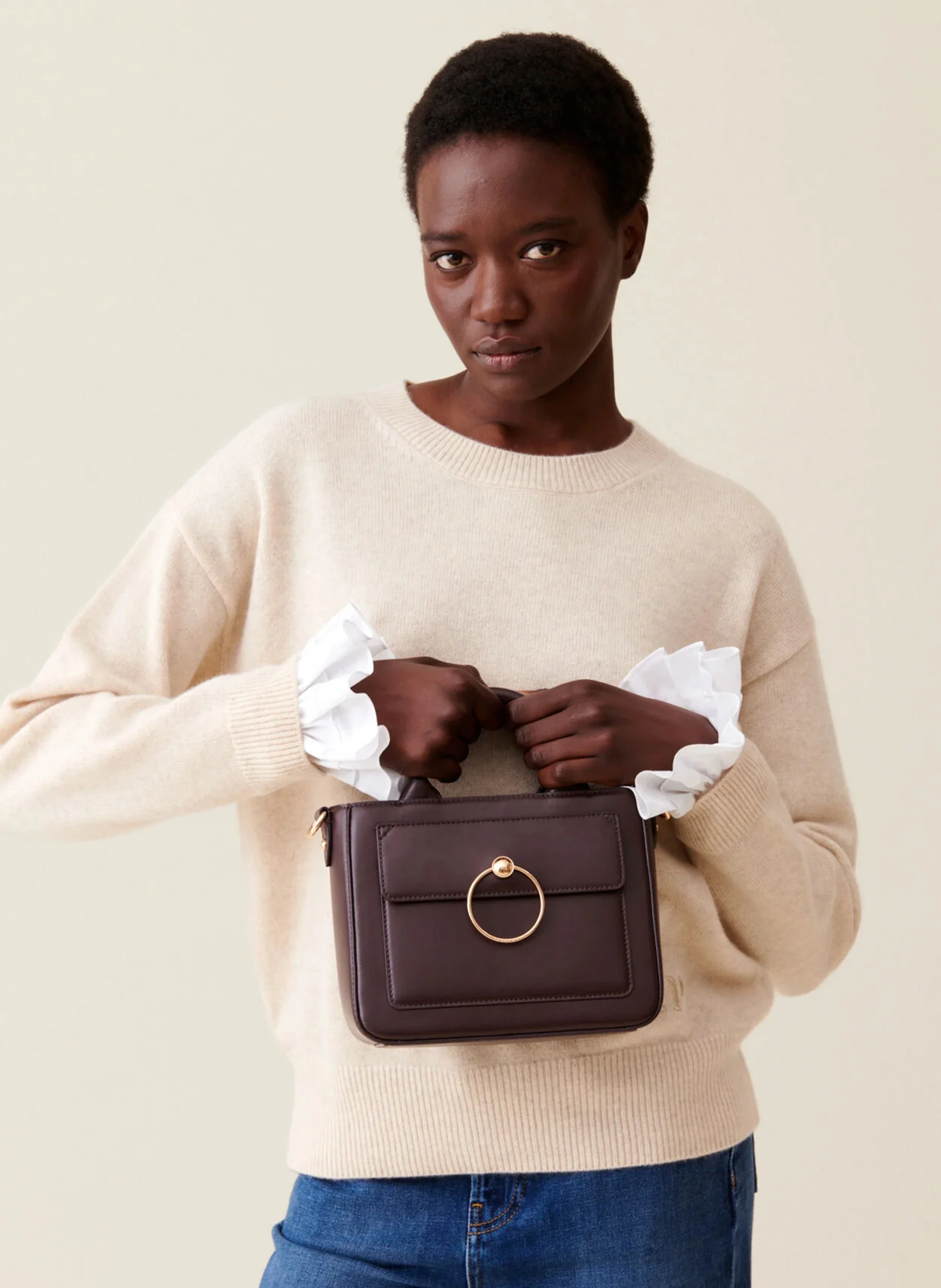Sac bandoulière en cuir | Marron