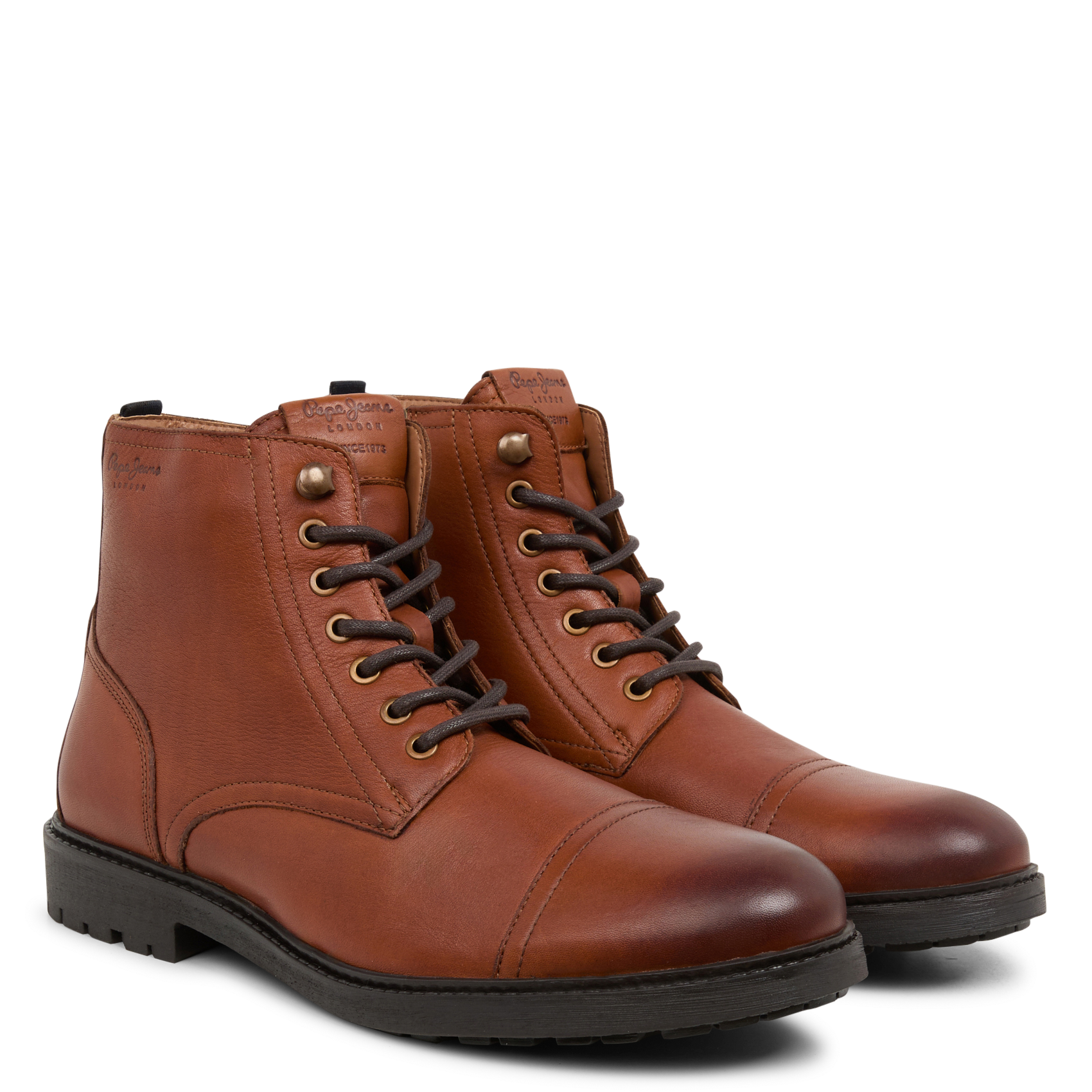 FRED LAND - Boots crantées en cuir| Marron