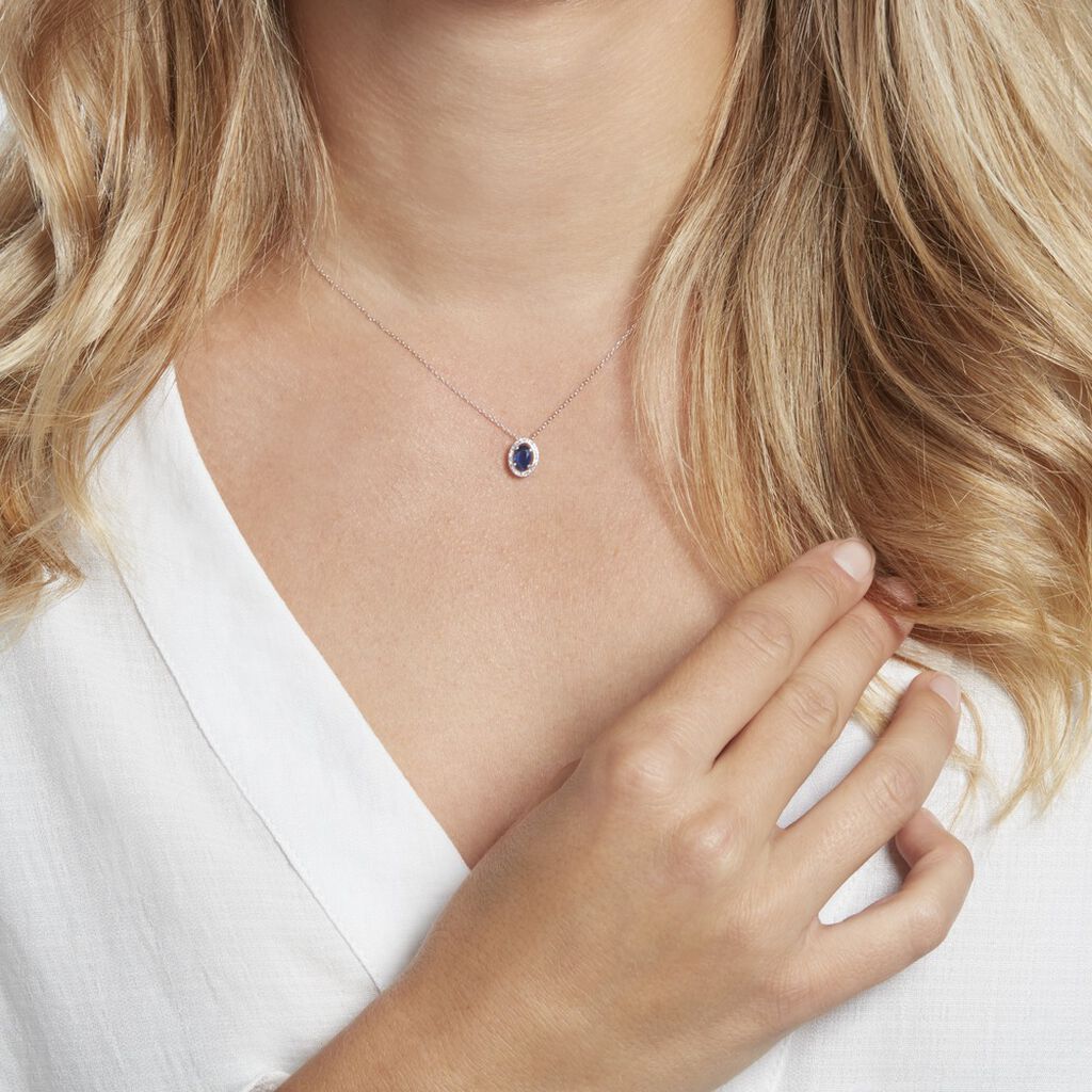 Collier Or Blanc Goulwen Saphir Et Diamants