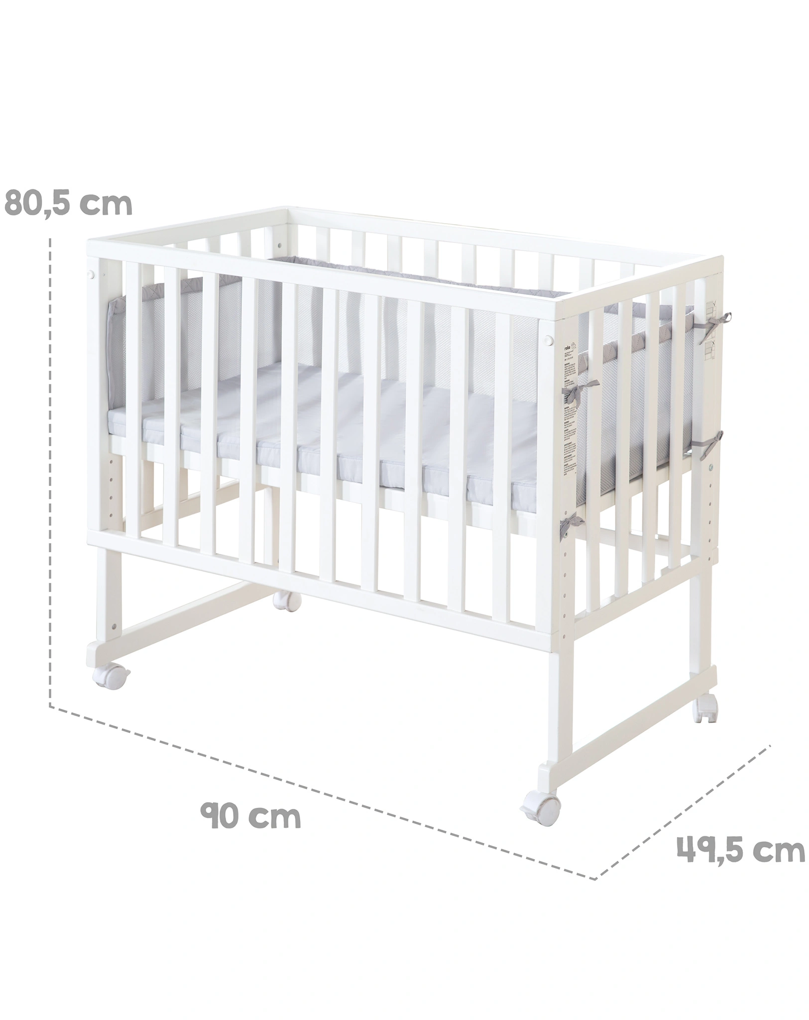 Beistellbett ROBA STYLE 3in1 86 x 90 cm (Farbe: weiß)
