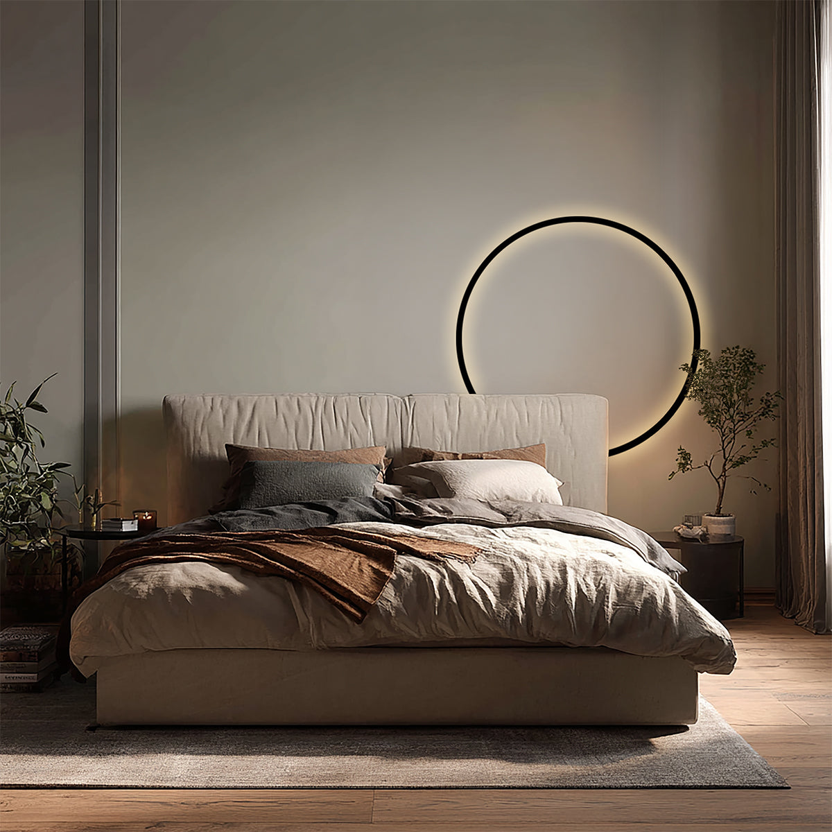 QAZQA Design wandlamp zwart 67cm incl. LED 3-staps dimbaar - Anello