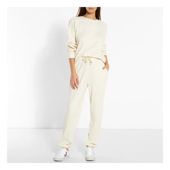 Baserange Sweat Côtelé Basic Coton Bio | Blanc cassé