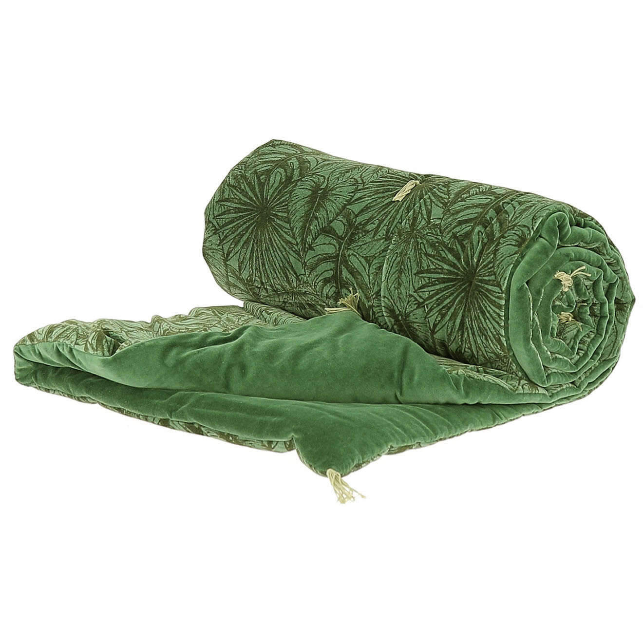 En Fil d'Indienne Bout de lit Goa velours olive - 90x200 cm