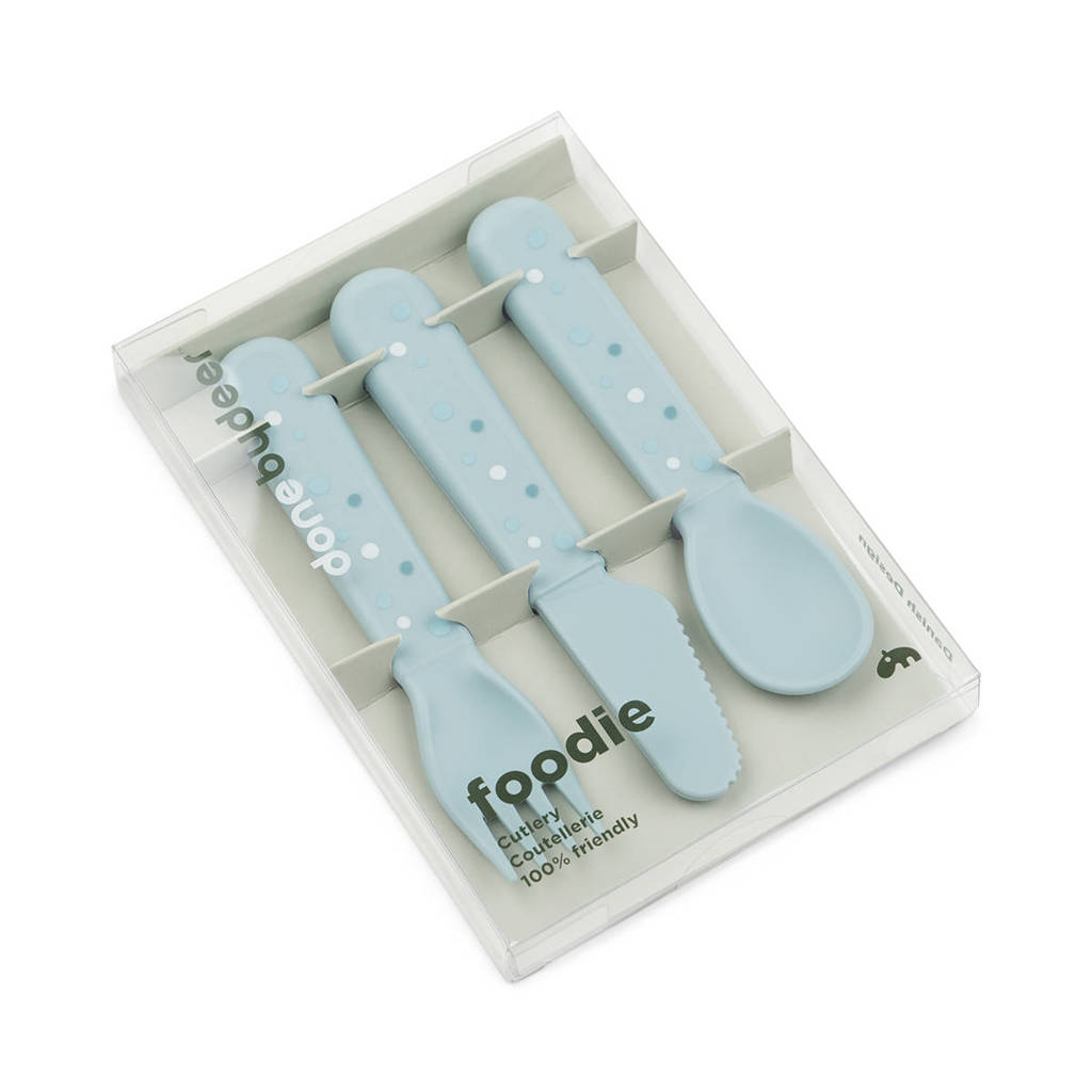 Foodie cutlery set Happy dots Blue