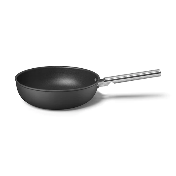 Wok aluminium antiadhésif 30 cm noir mat Smeg