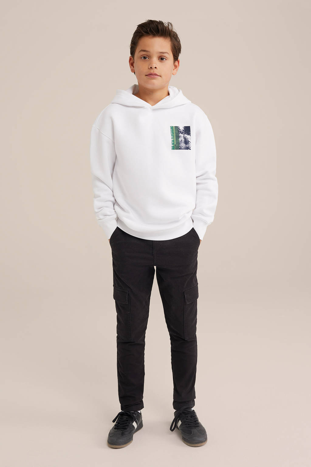 WE Fashion slim fit cargobroek zwart