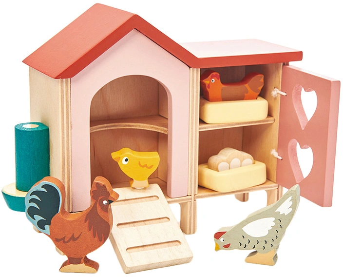 Puppenhaus Zubehör HÜHNERSTALL 9-teilig