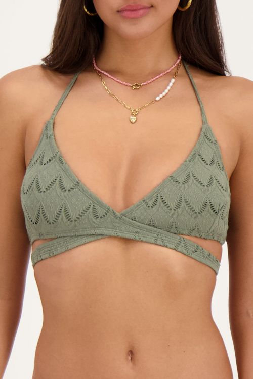 Donkergroene bikini wikkeltop boho
