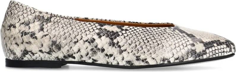 Manfield leren loafers met slangenprint grijs