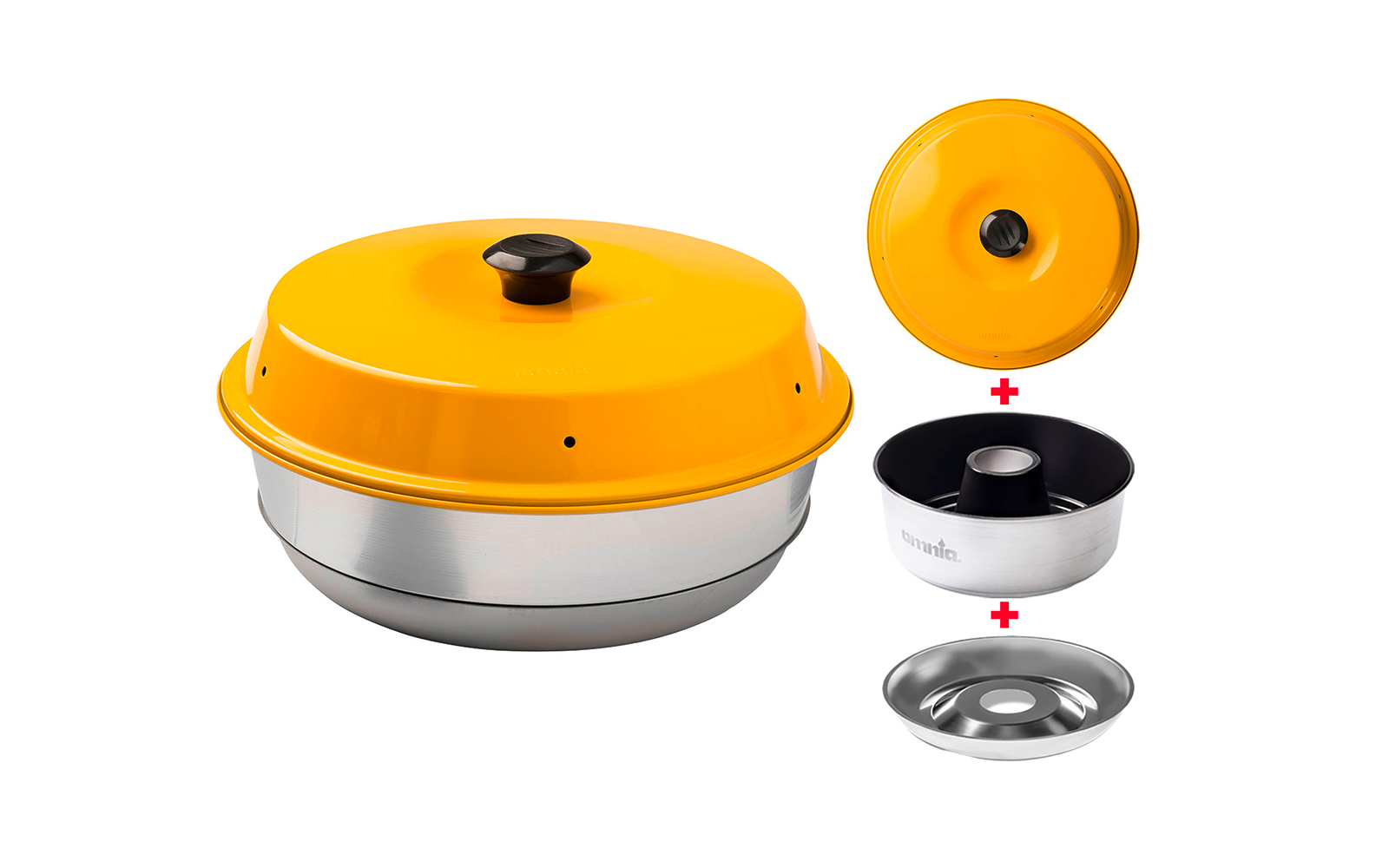 Omnia Campingbackofen Set 3-teilig mit Maxiform Antihaftbeschichtung 3 Liter Anthrazit
