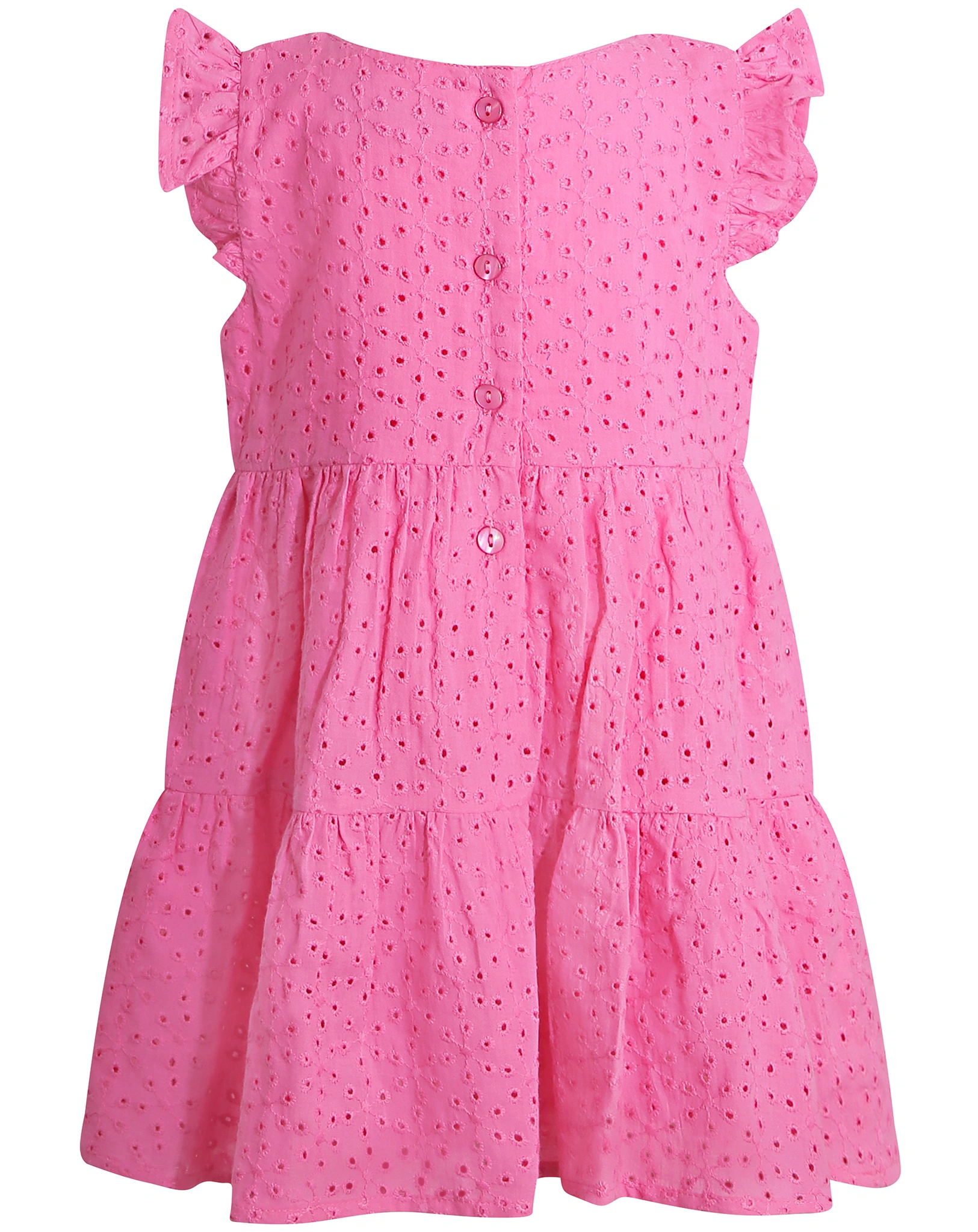 Kurzarmkleid DOTS mit Lochspitze in light pink
