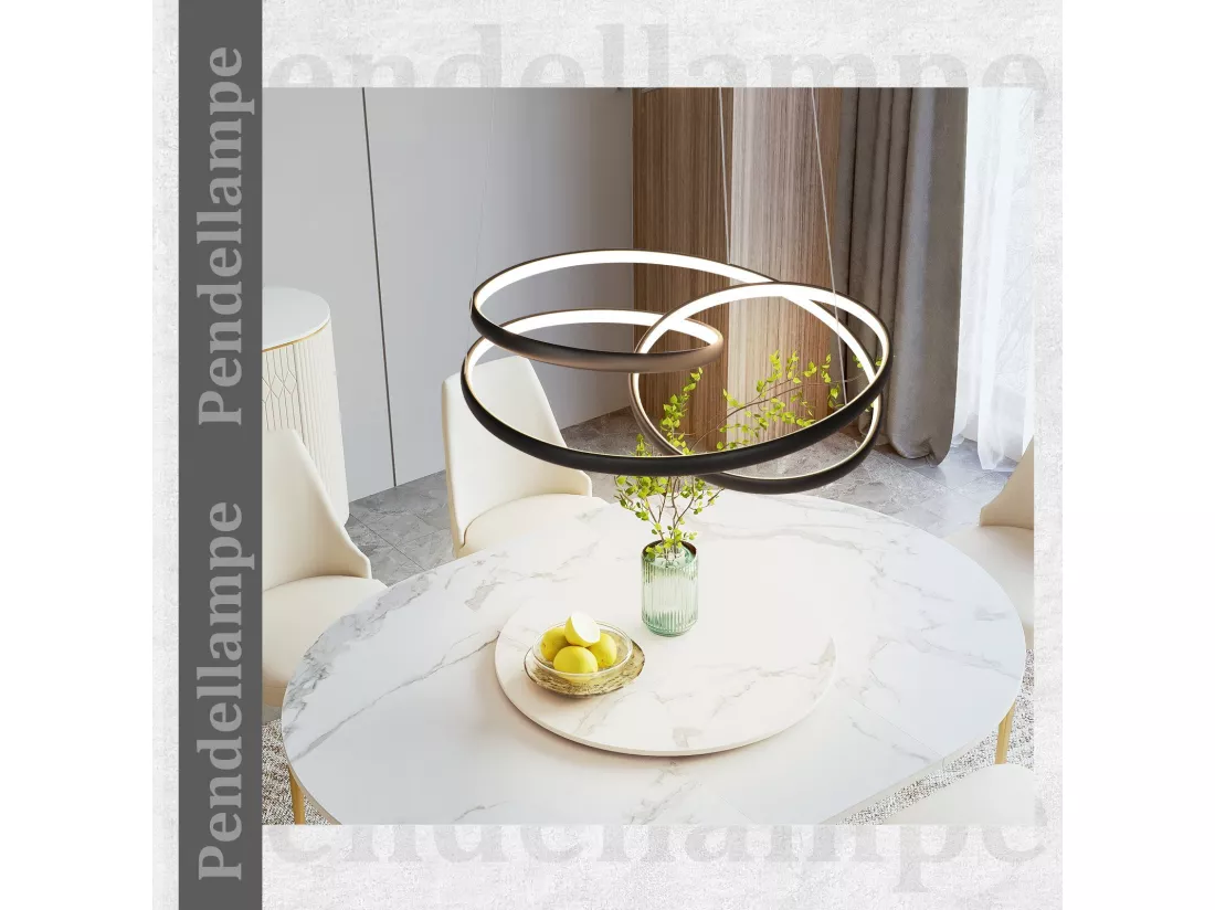 NETTLIFE Suspension LED Fer Noir Diam.24cm Dimmable 50CM Lampe à Suspension Moderne avec Télécommande Lampe de Salon 55W