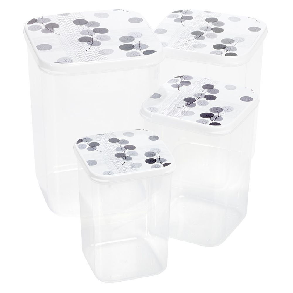 Boîte alimentaire transparent couvercle imprimé x4