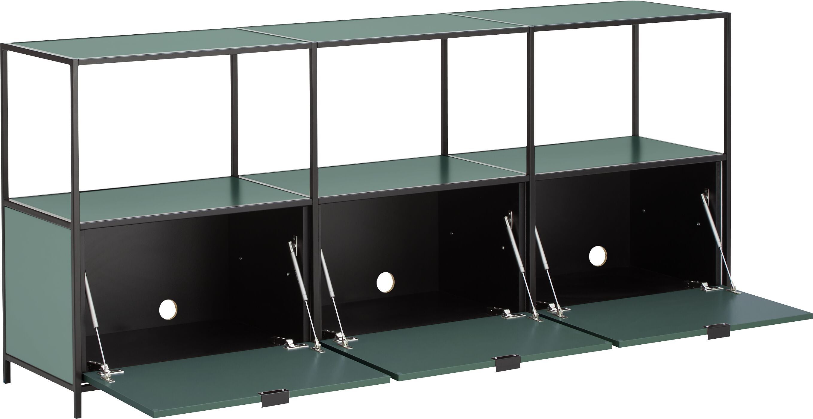 SEVEN Sideboard - Grün / B: 186.4 cm x T: 39.0 cm x H: 80.0 cm